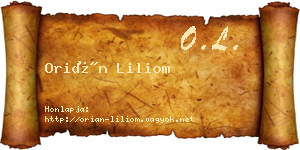 Orián Liliom névjegykártya